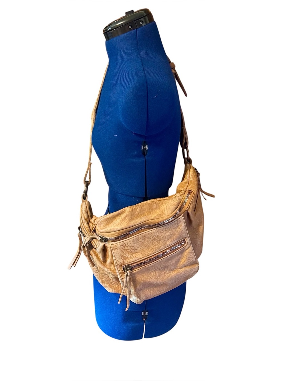 Free People Tan Leather Women's Crossbody Sling Shoulder Bag - Casual Everyday